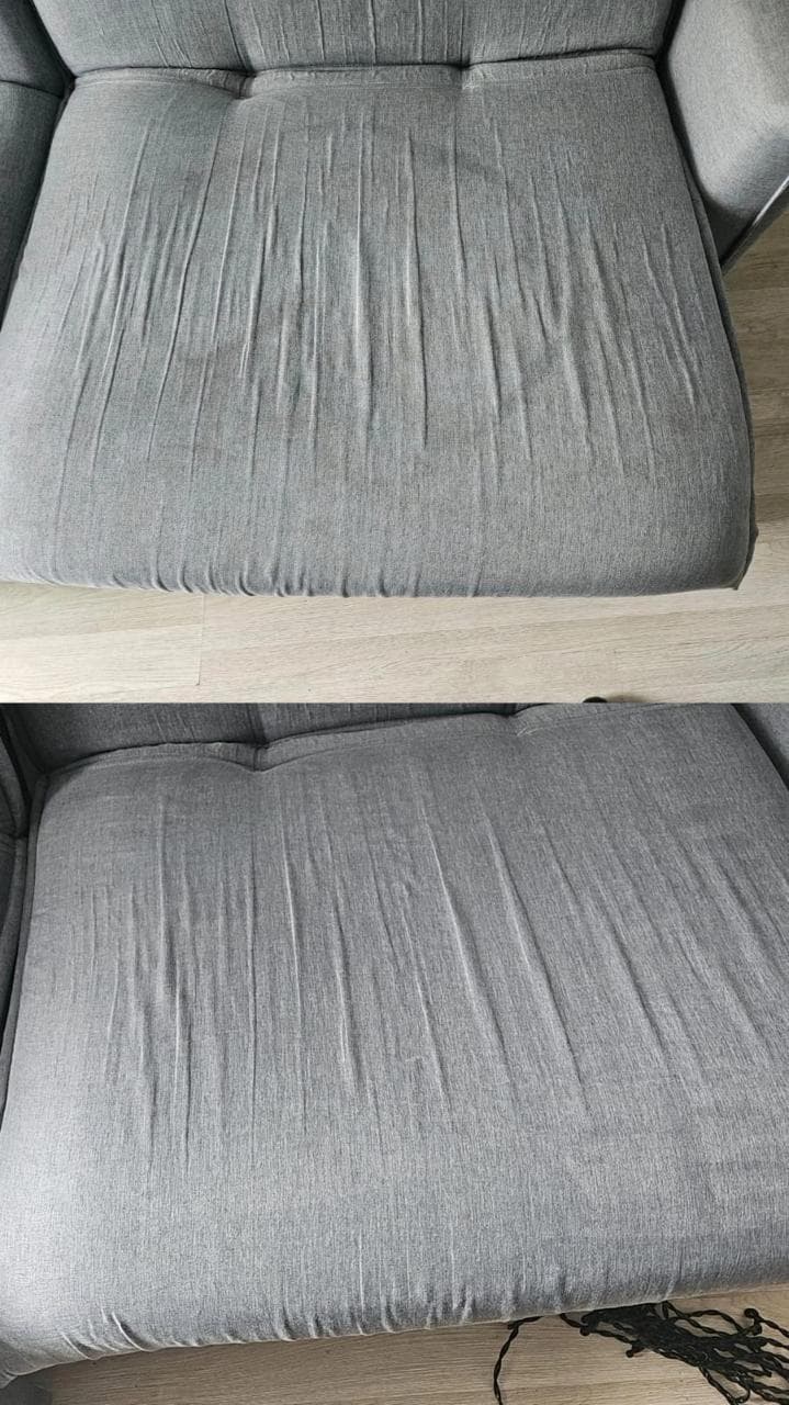 Sofá em tecido suede após limpeza delicada
